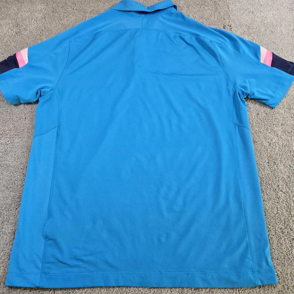 Nike Golf Tour Performance Mens Large Blue Stripe Short Sleeve Polo‎ Dri-Fit